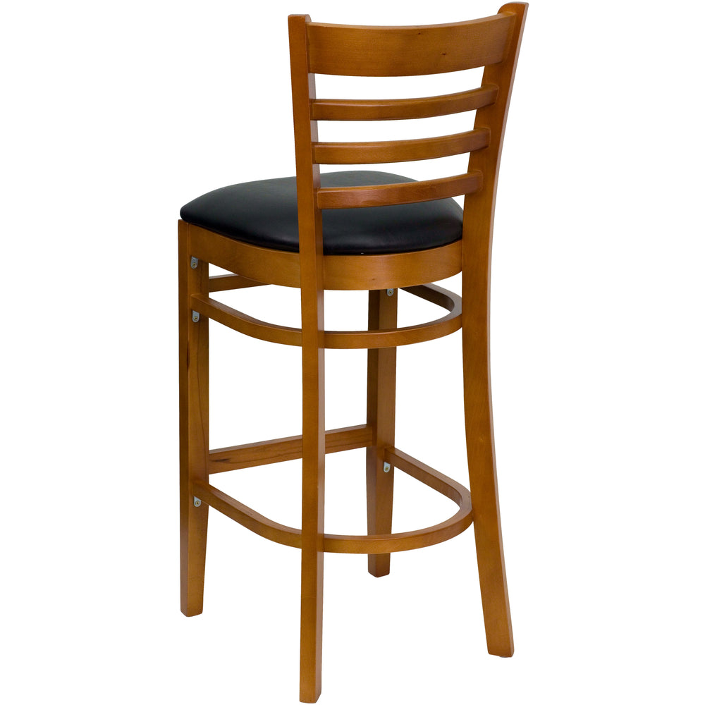 Image of Flash Furniture HERCULES Series Cherry Wood Bar Stools with Back & Padded Seats - 2 Pack