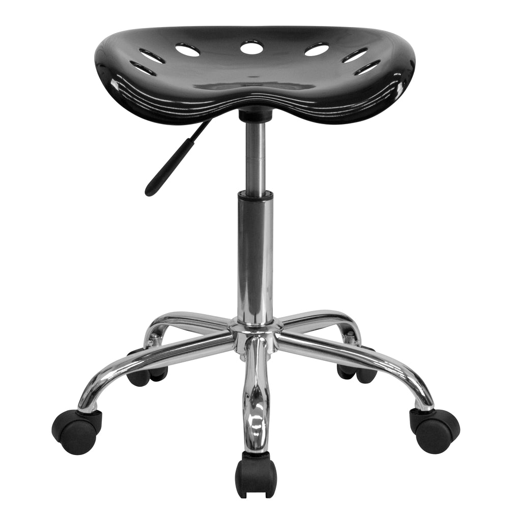 Image of Flash Furniture Vibrant Black Tractor Seat & Chrome Stool