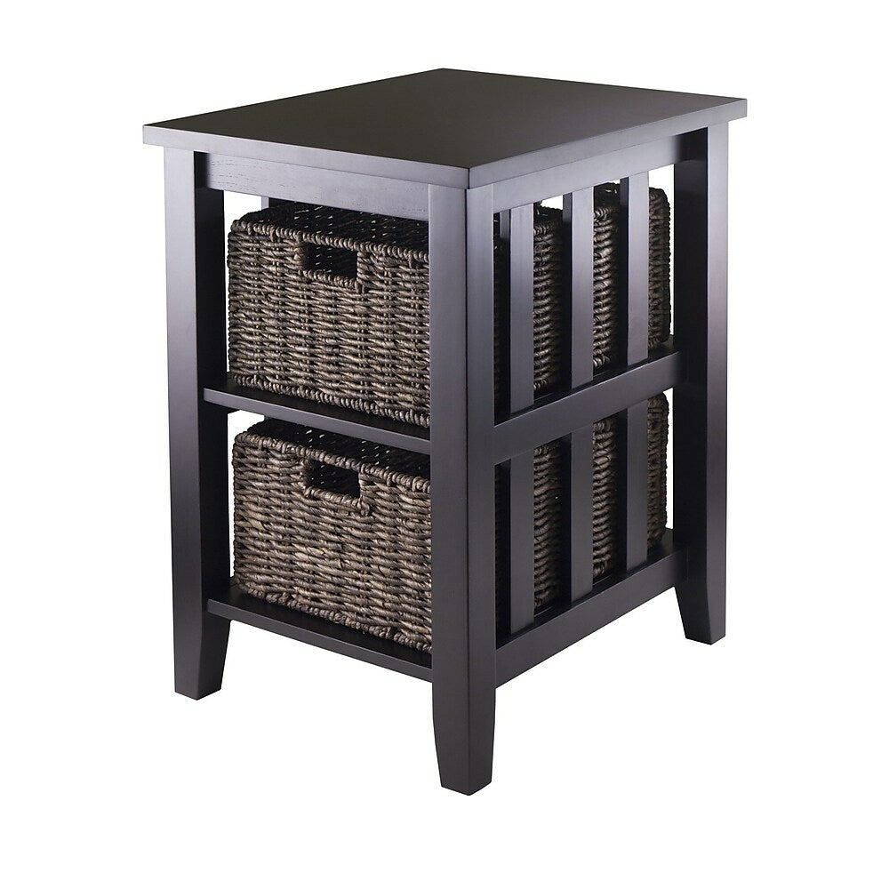 Image of Winsome Morris Side Table with 2 Foldable Baskets, Espresso, Brown