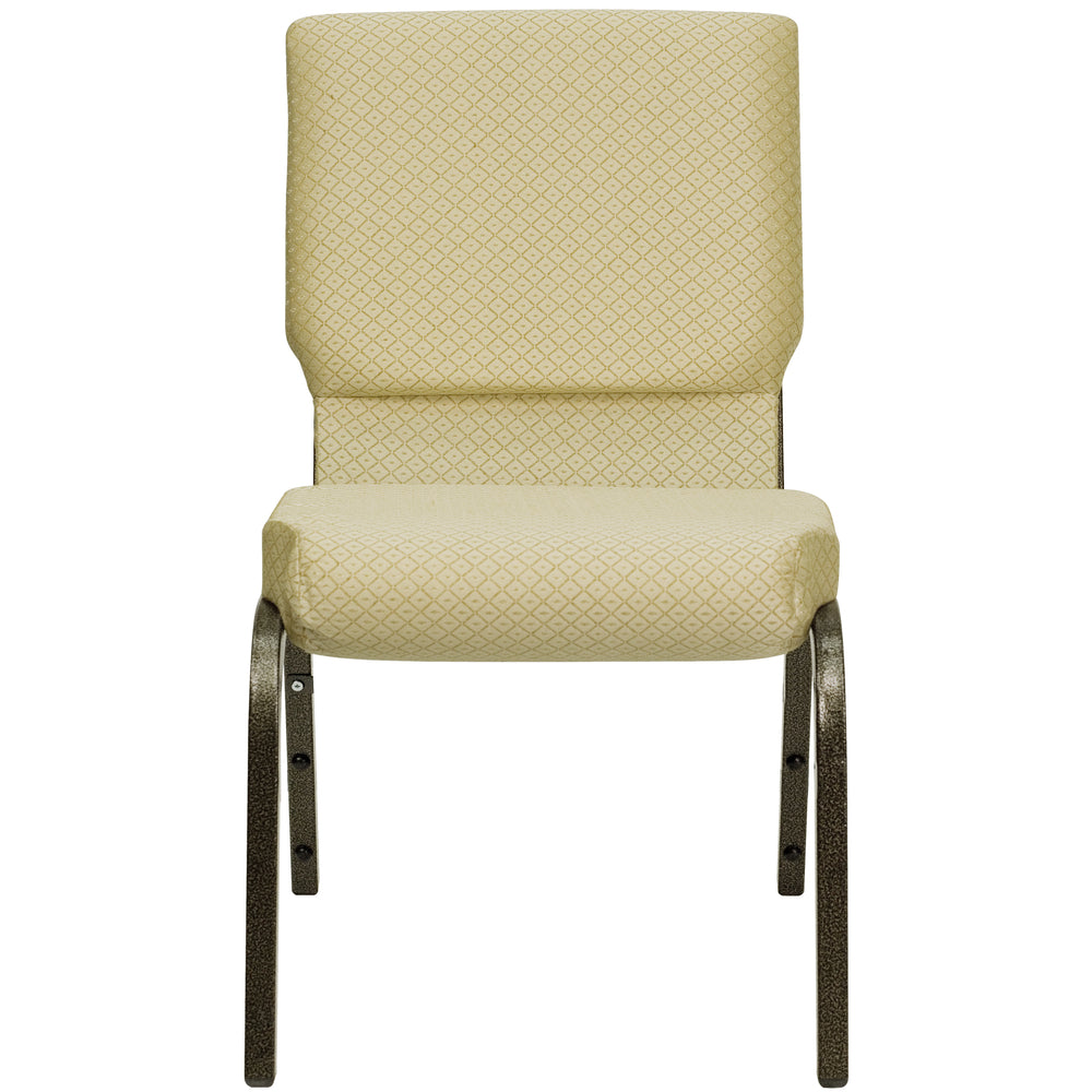 Image of Flash Furniture HERCULES 18.5"W Stacking Church Chair in Beige Patterned Fabric - Gold Vein Frame, Brown