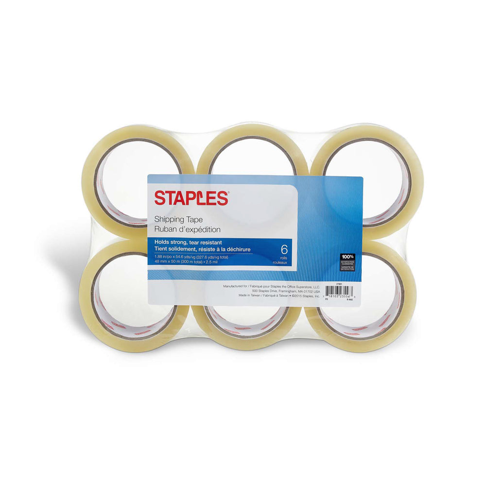 Image of Staples Clear View Super Strength Packaging Tape - 6 Pack