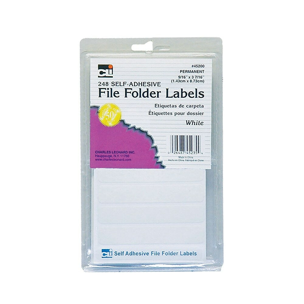 Image of Charles Leonard File Folder Labels White, 2976 Pack