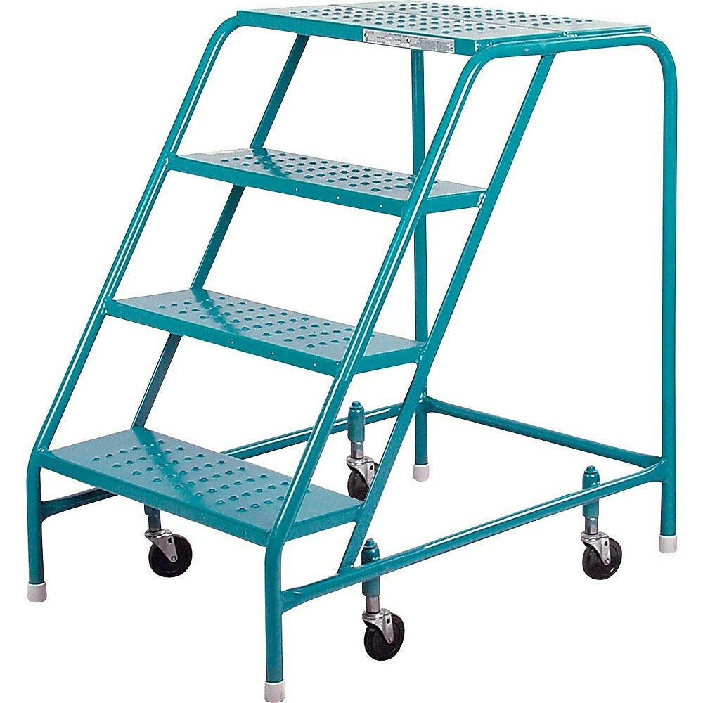 Image of Kleton Rolling Step Ladders, Without Handrails, 4 Steps, Blue
