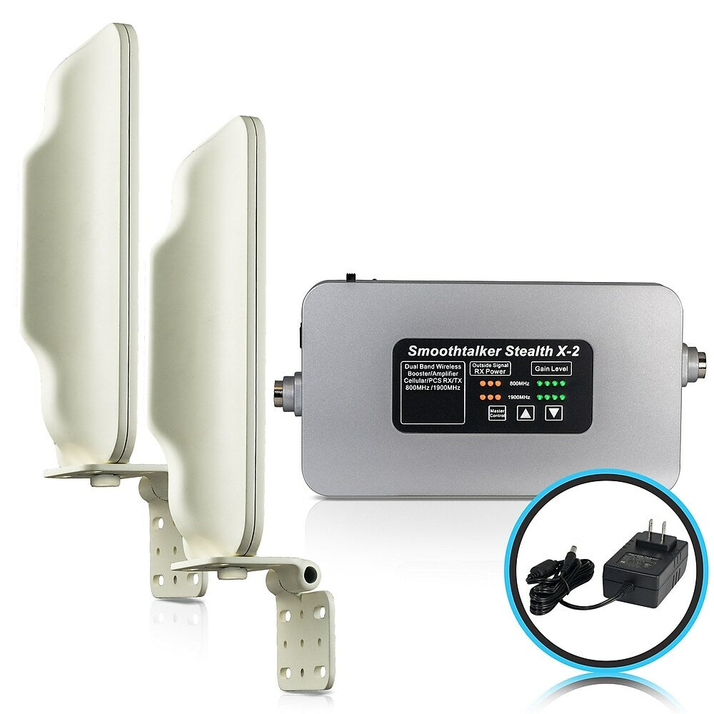 Image of Smoothtalker Stealth X2-60dB High Power Cell Phone Signal Booster Kit, Home/Building, Covers up to 5000 sq.ft
