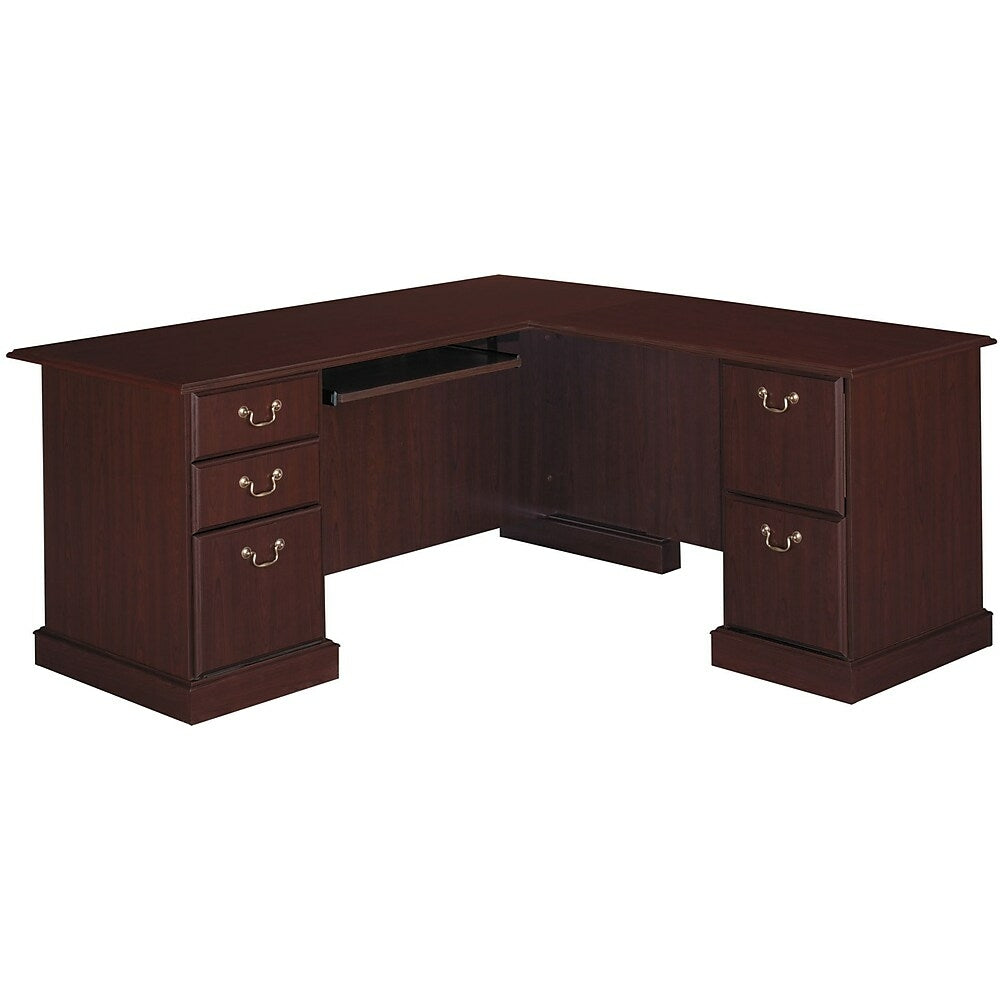 Image of Bush Furniture Saratoga L Shaped Computer Desk, Harvest Cherry/Harvest Cherry (EX45670-03K), Red