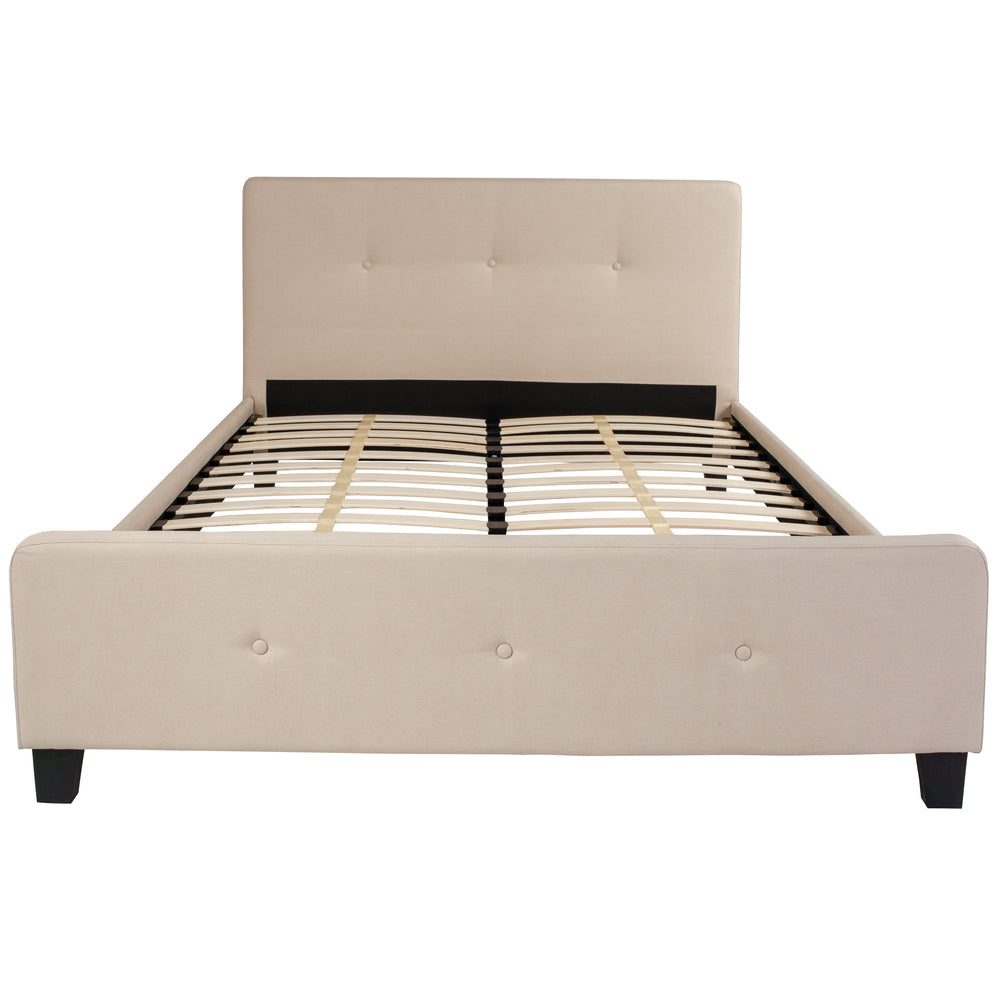 Image of Flash Furniture Tribeca Queen Size Tufted Upholstered Platform Bed - Beige Fabric