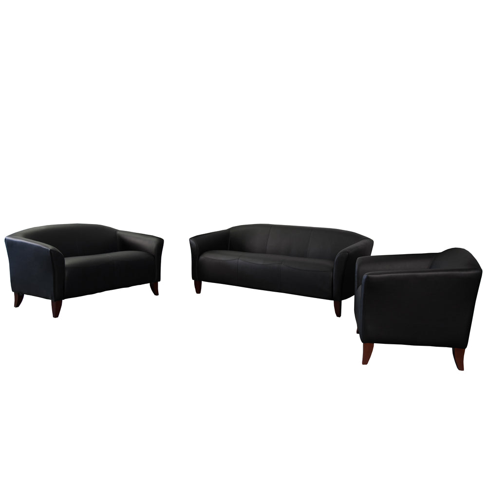 Image of Flash Furniture HERCULES Imperial Series Reception Set - Black LeatherSoft