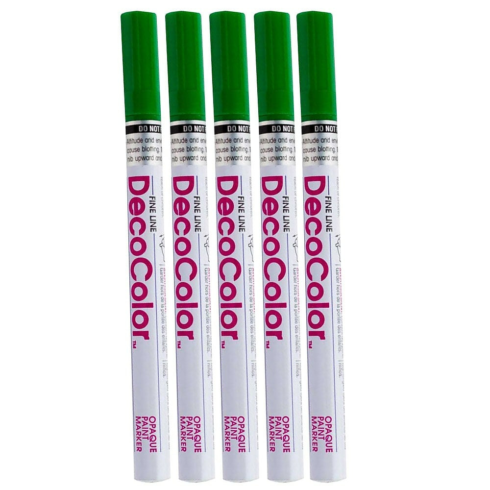 Image of Marvy Uchida Fine-Line Opaque Paint Markers - Green - 5 Pack (7665895g)