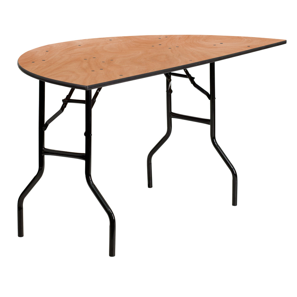 Image of Flash Furniture 60" Half-Round Wood Folding Banquet Table, Beige