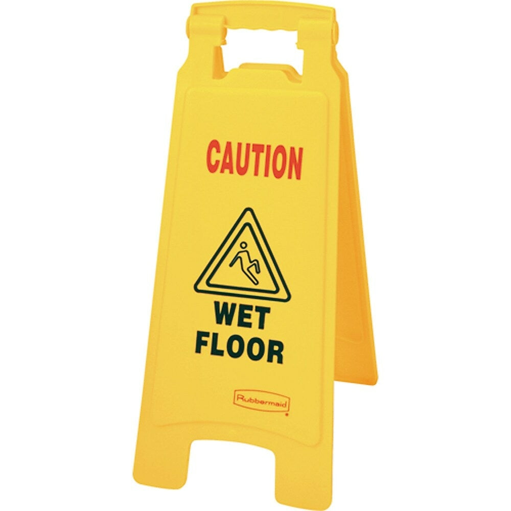 Image of Rubbermaid Floor Safety Signs, NC528, Wet Floor, 3 Pack, Yellow