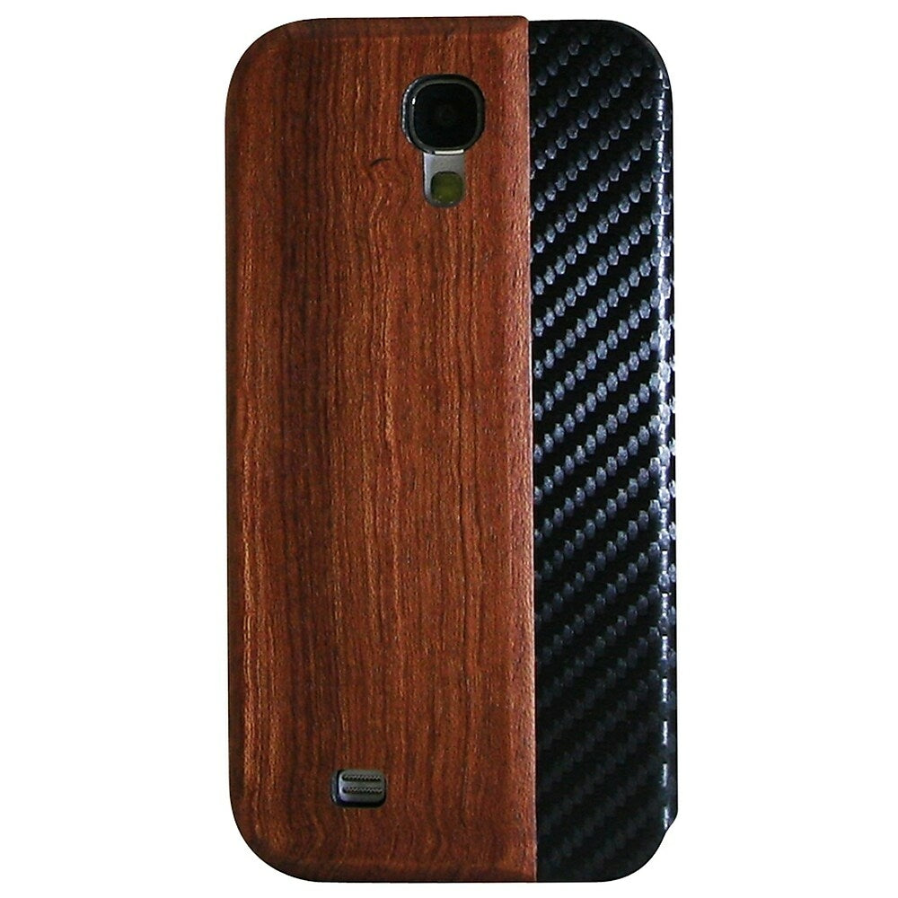 Image of Exian Wallet with Carbon Fiber Side Case for Samsung Galaxy S4, Brown