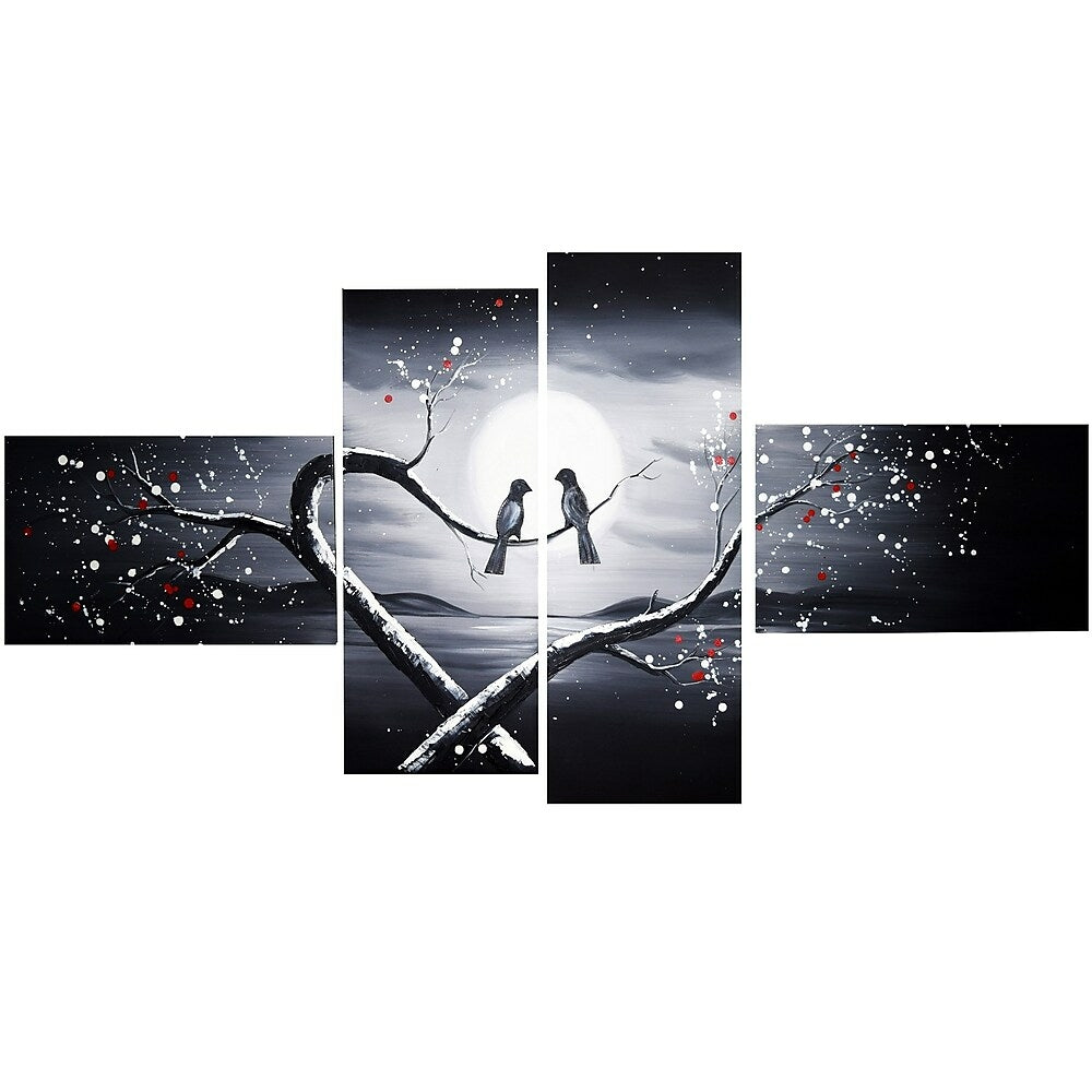 Image of Designart Love Birds in Love 4-Panel Canvas Art Print, 60" x 32", (PT1221G)