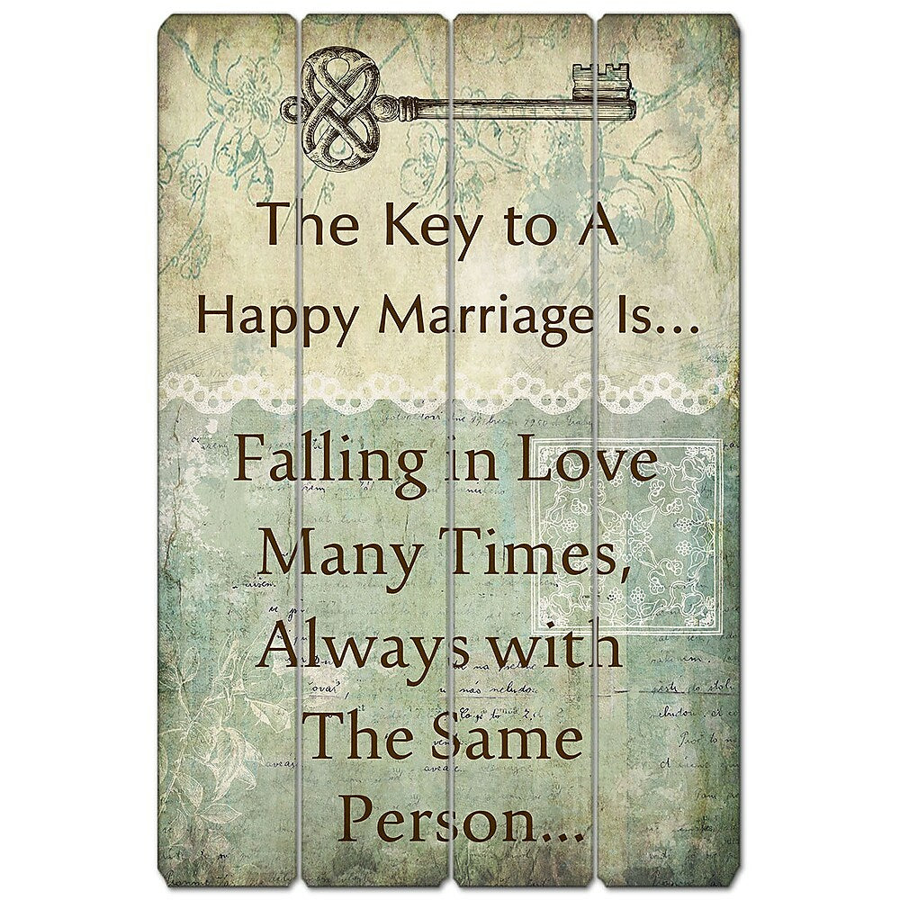 Image of Sign-A-Tology Happy Marriage Vintage Wooden Sign - 24" x 16"