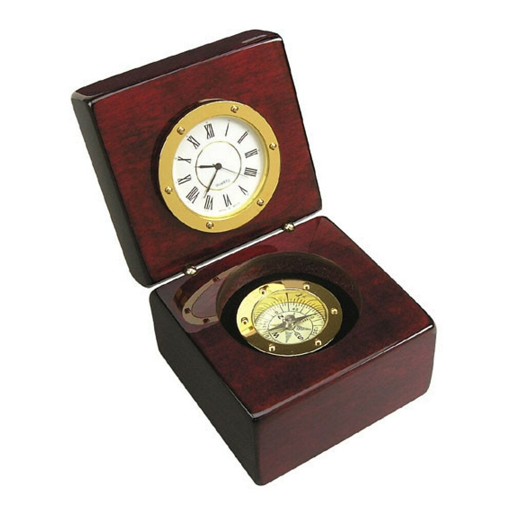 Image of Elegance 3.5" Navigator Clock & Compass, Brown