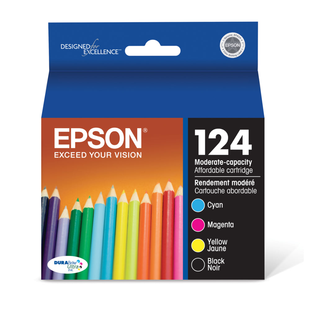Image of Epson 124 (T124120-BCS) Black, Cyan, Magenta and Yellow Ink Cartridges, Combo Pack