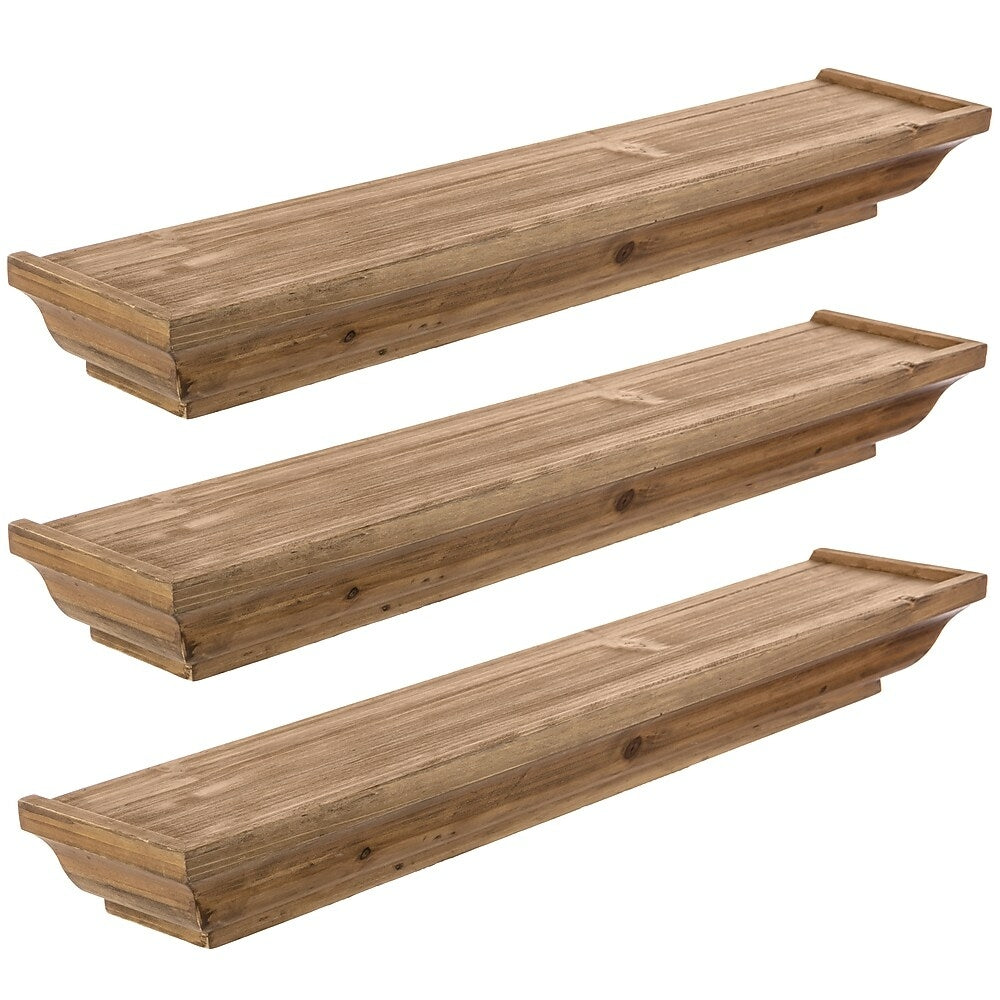 Image of kieragrace Muskoka Fitz Wood Shelves - Set of Three - Walnut, 24"