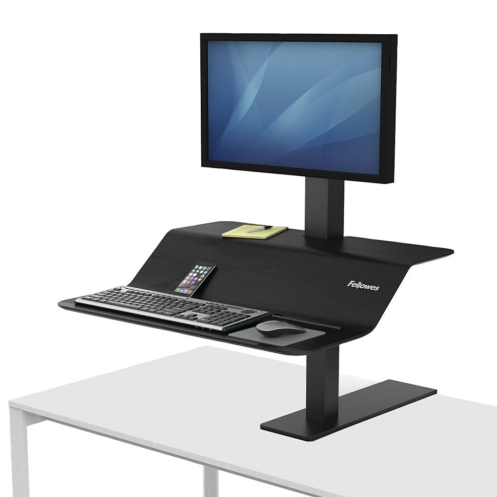 Image of Fellowes Lotus VE 29"W Sit to Stand Desk - Single Monitor - Black