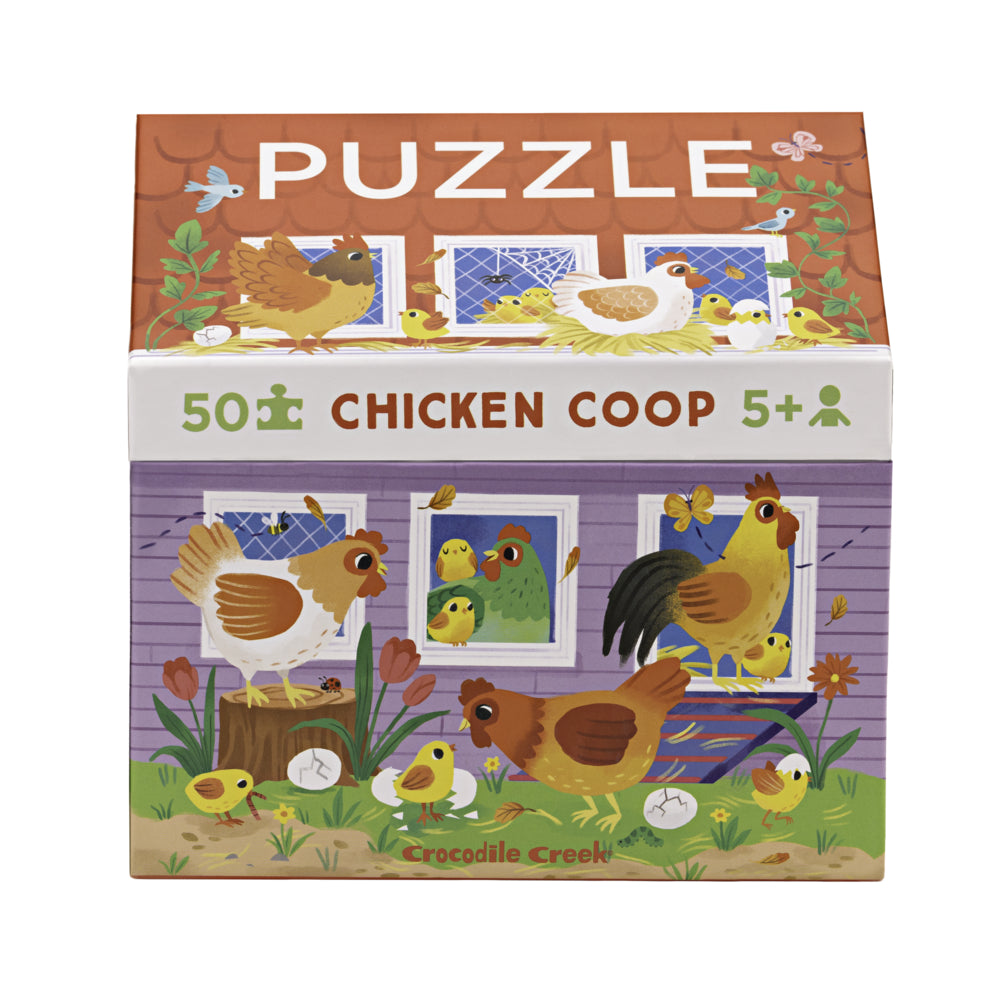 Image of Crocodile Creek Chicken Coop House Puzzle - 50 Pieces, Multicolour