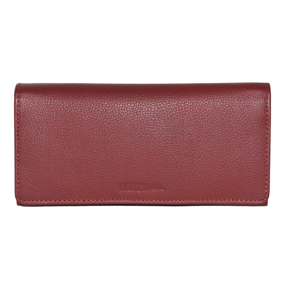 Image of Roots Ladies Leather Expander Clutch Wallet - Red