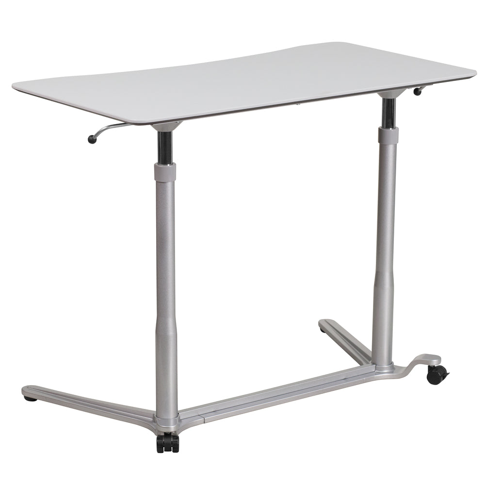 Image of Flash Furniture Sit-Down, Stand-Up Light Grey Computer Desk with 37.375"W Top (Adjustable Range 29" - 40.75")