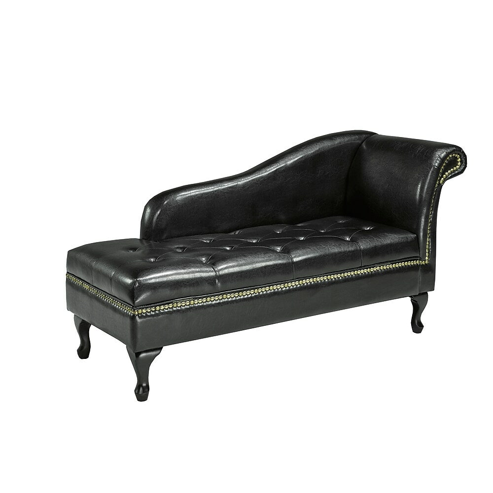 Image of Brassex 8933 Chaise with Storage, Espresso