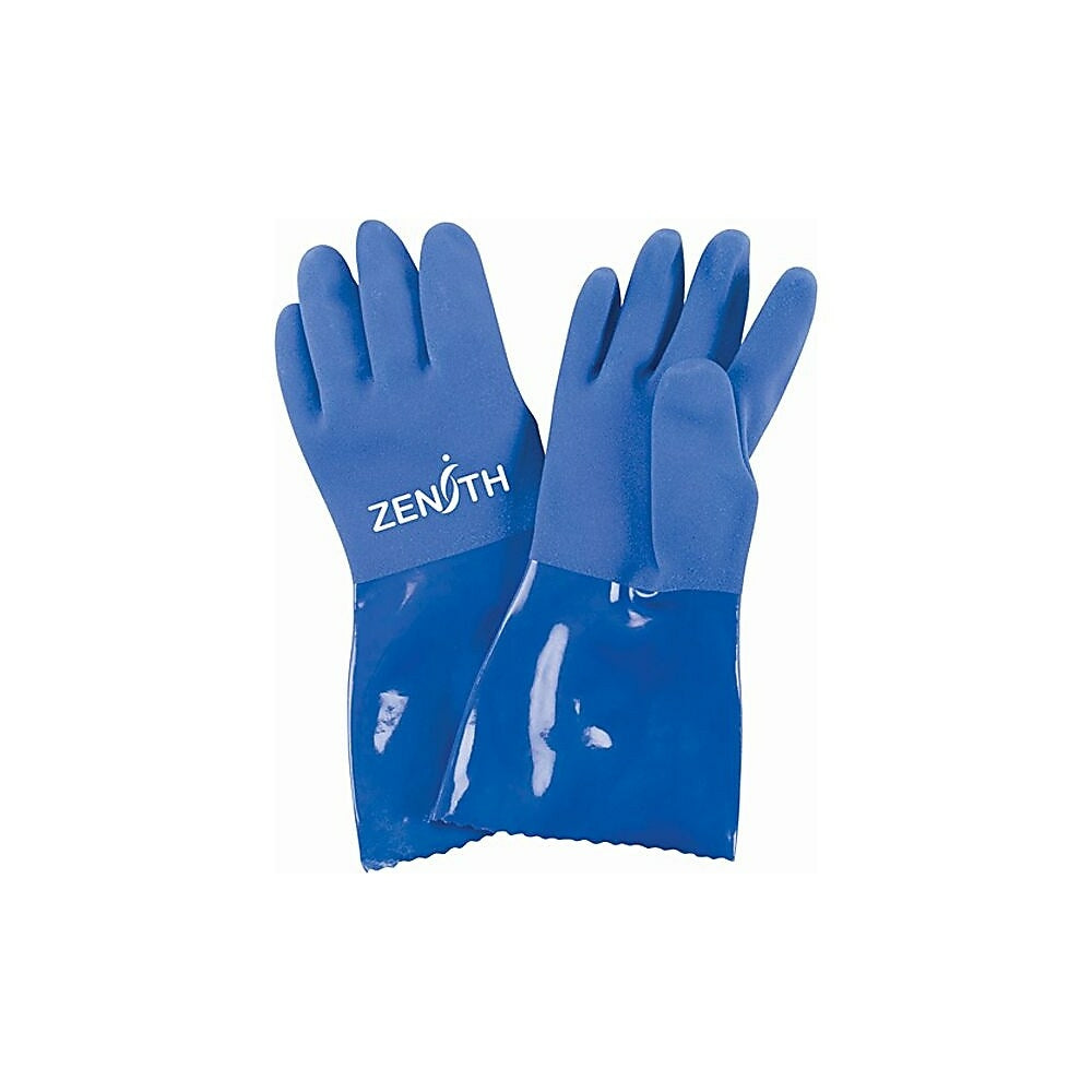 Image of Zenith Safety Ultra Flexible Gloves, Size XL/10, 12" L, Pvc, Interlock Inner Lining, 45-Mil, 24 Pack