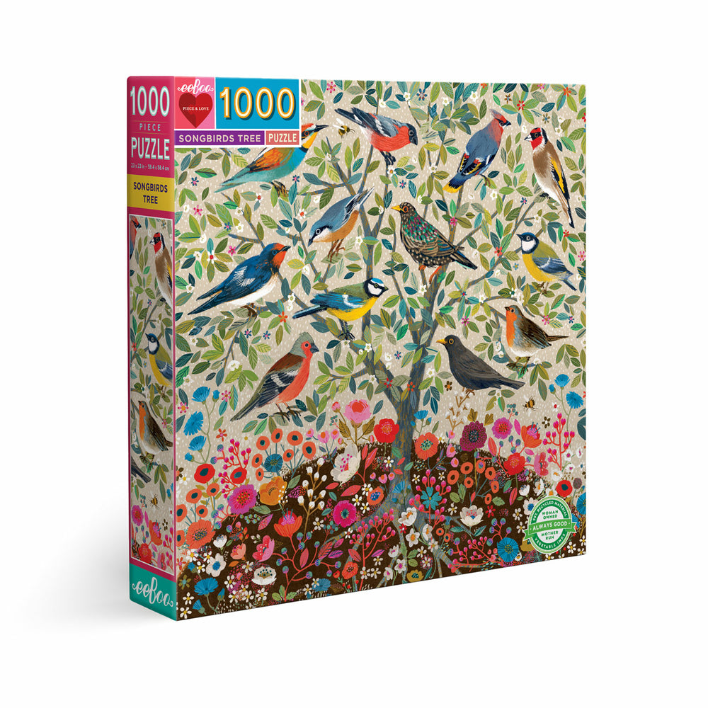 Image of eeBoo Songbird Tree Square Jigsaw Puzzle - 1000 Pieces
