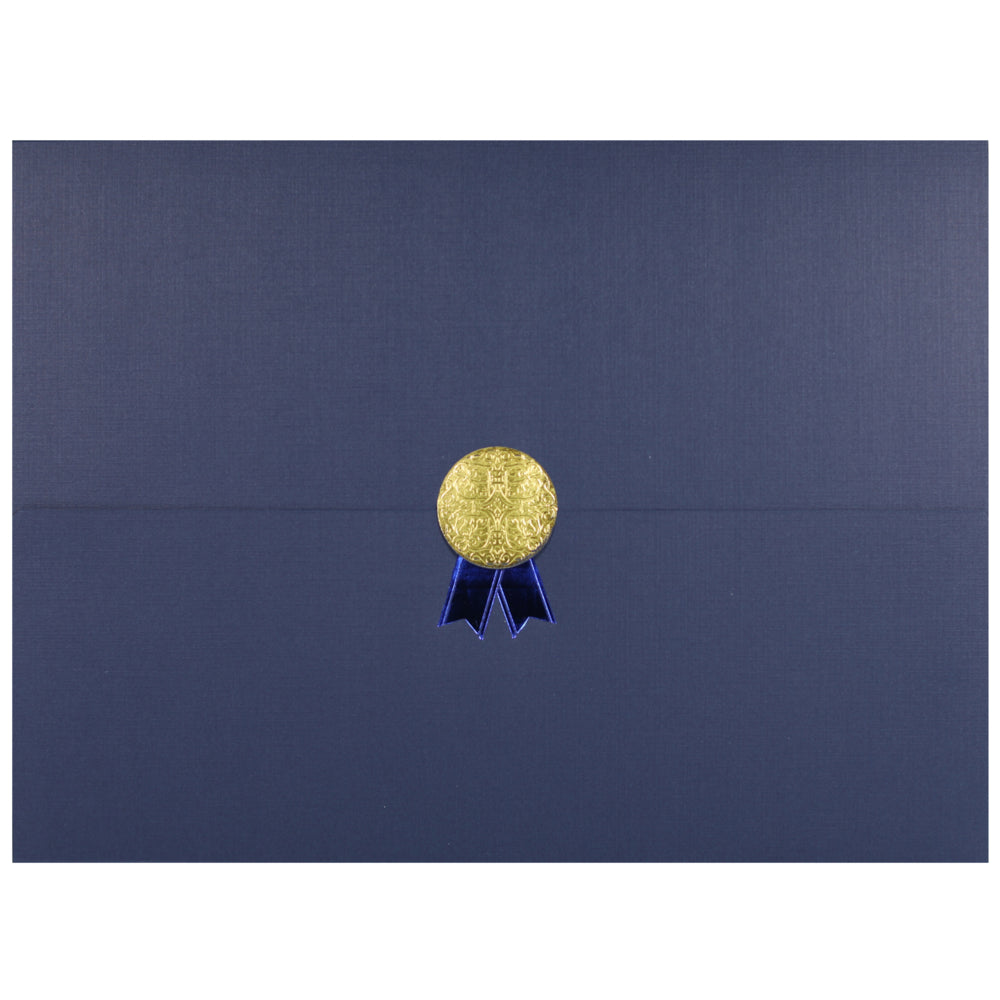 Image of St. James Document/Certificate Holders - Gold Award Seal with Blue Ribbon - Navy Blue - 5 Pack