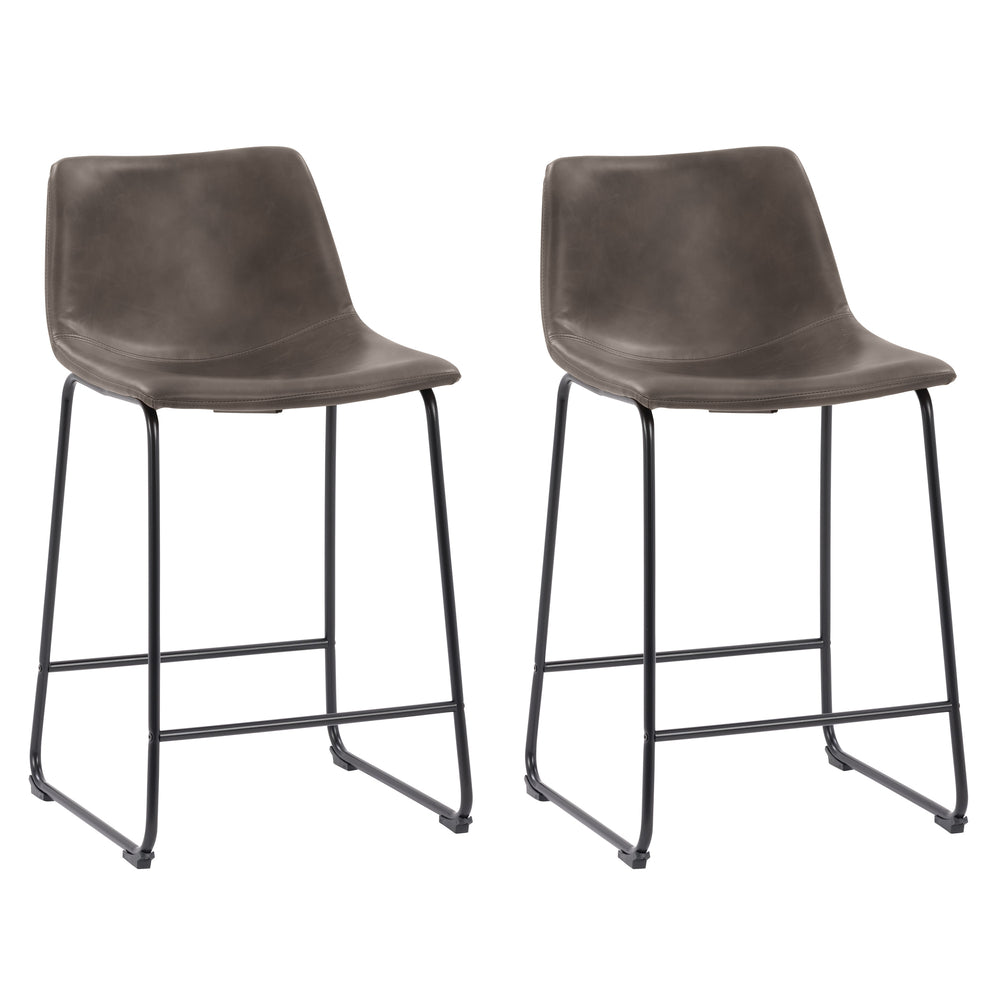 Image of CorLiving Palmer Modern Mid Back Counter Height Distressed Barstool - Grey - 2 Pack
