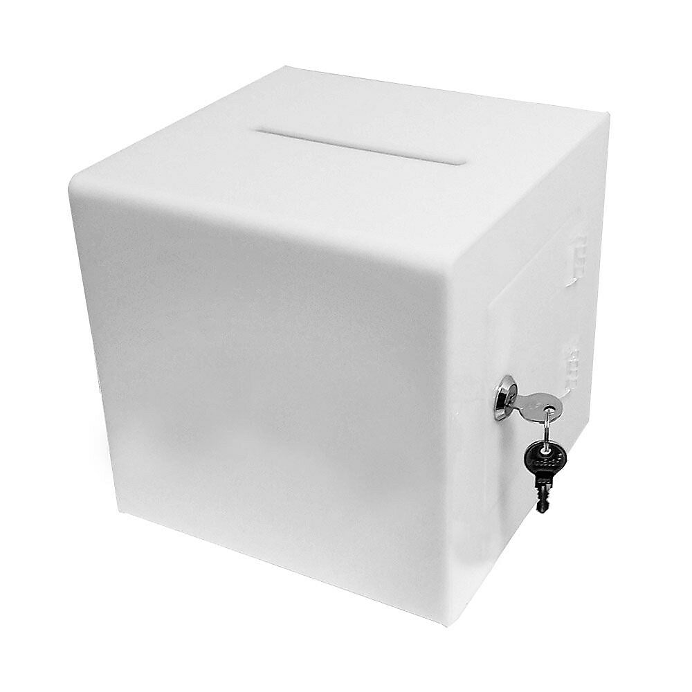 Image of Futech White Acrylic Ballot Box with Lock, 8" (BBOX010W)