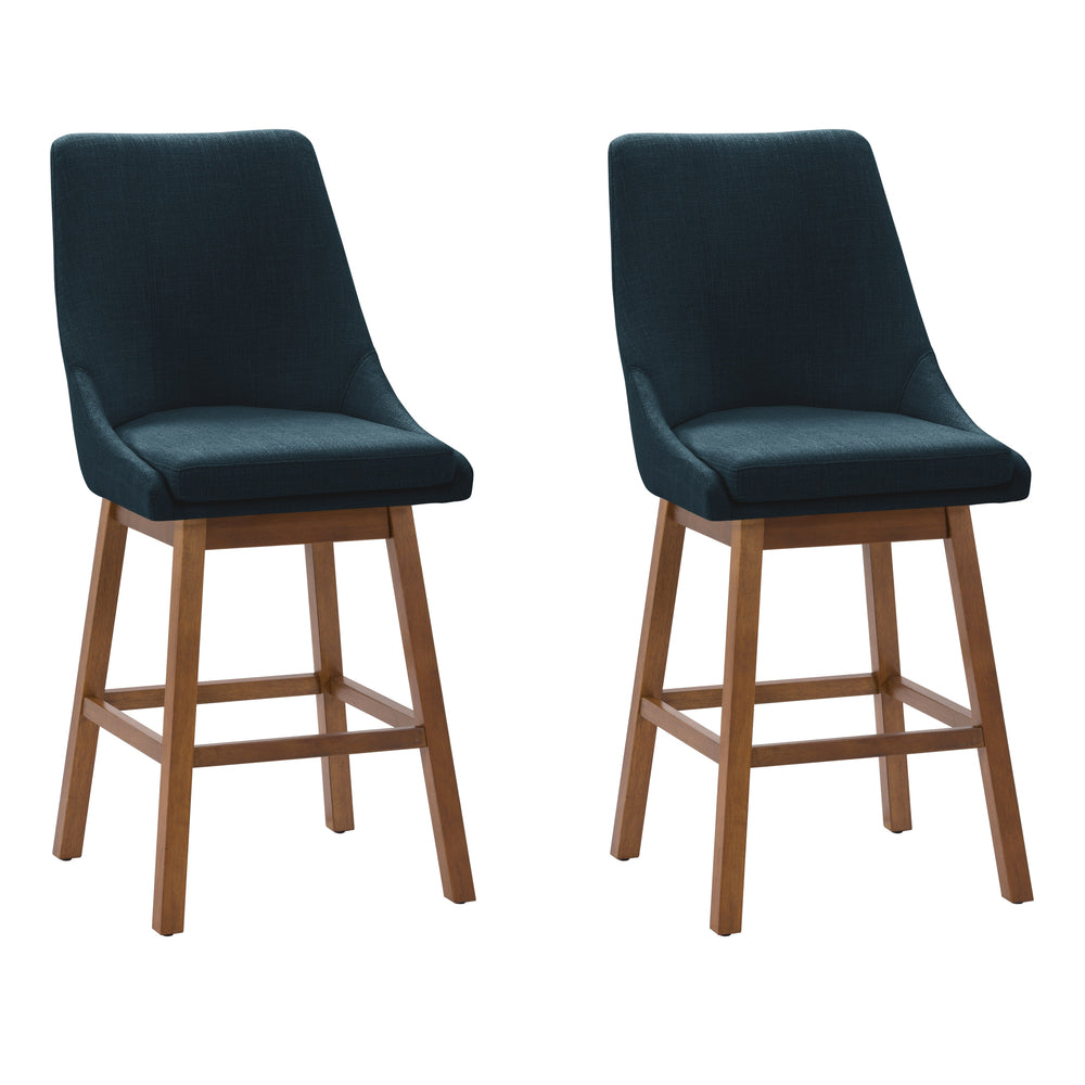 Image of CorLiving Boston Formed Back Fabric Barstool - Navy Blue - 2 Pack