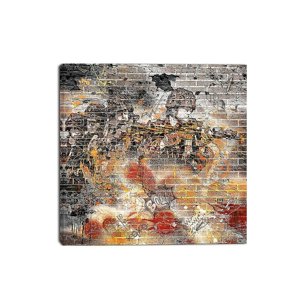 Image of Designart Orange Combat Street Art Canvas Artwork, (PT3634-1-30-30)