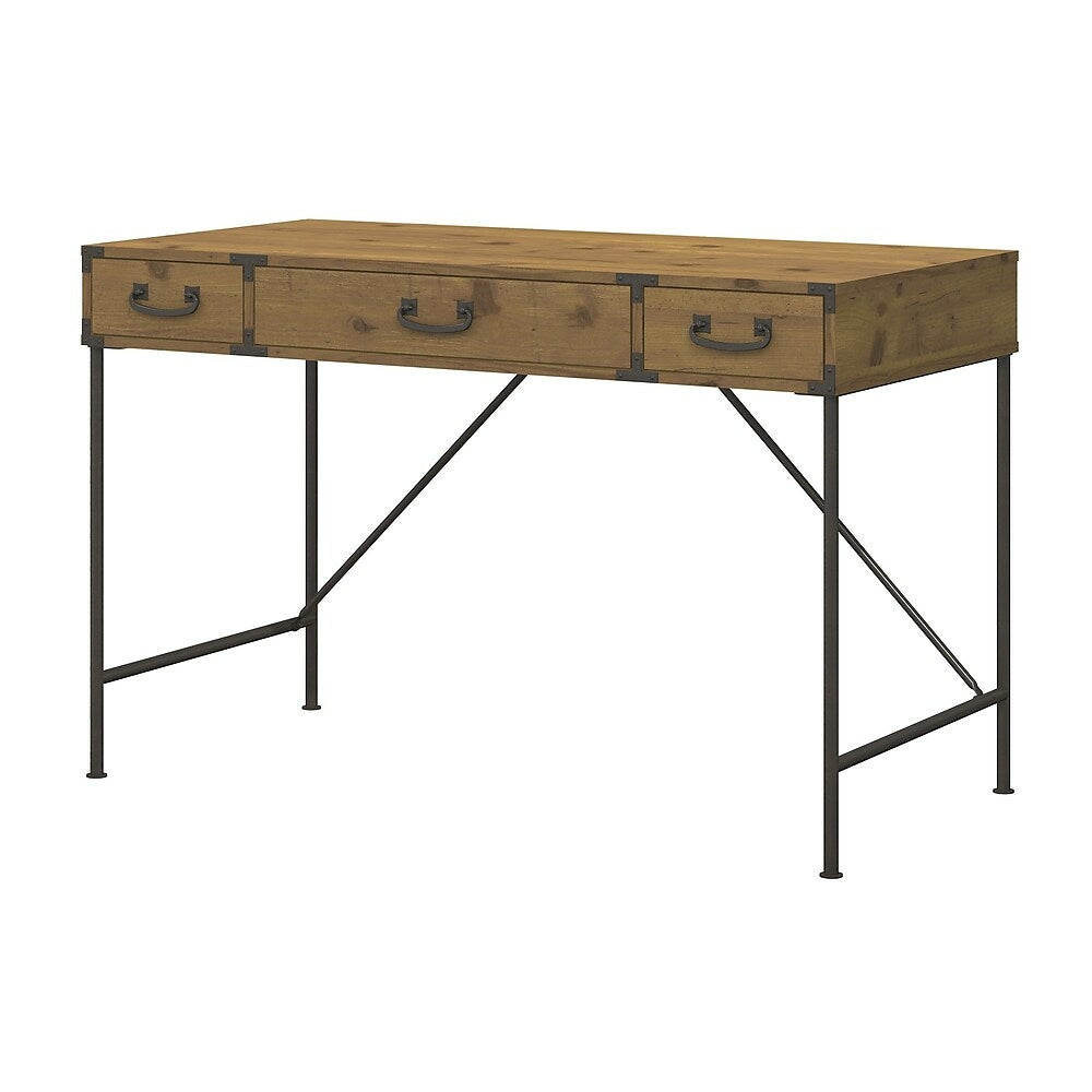 Image of kathy ireland Office by Bush Furniture Ironworks 48"W Writing Desk, Vintage Golden Pine (KI50101-03), Brown