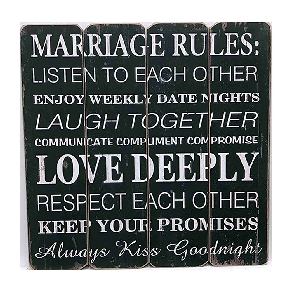 Image of Sign-A-Tology Marriage Rules Vintage Wooden Sign - 16" x 16"
