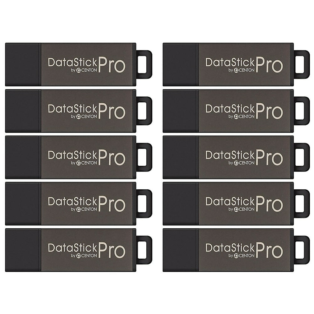 Image of Centon DataStick Pro 2 GB USB 2.0 Flash Drives - Grey - 10 Pack