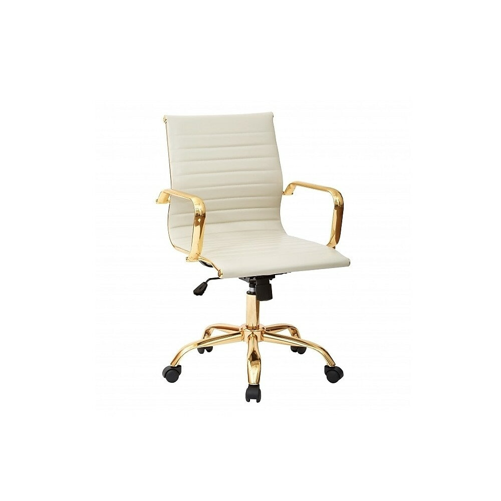 Image of Plata Import Toni Low Back Gold Office Chair, White (LS-3011-G-W)