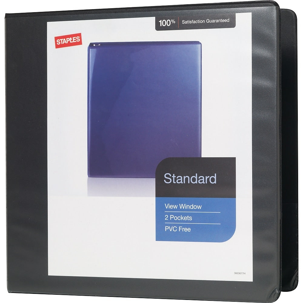 Image of Staples Standard View Binder with D-Rings - 3" - Black