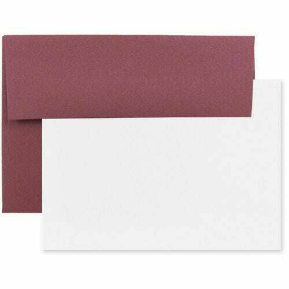 Image of JAM Paper Stationery Set - 25 White Cards and 25 A7 Envelopes - Burgundy - set of 25
