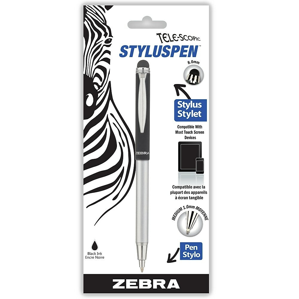 Image of Zebra Telescopic Ball Point Stylus Pen - Black