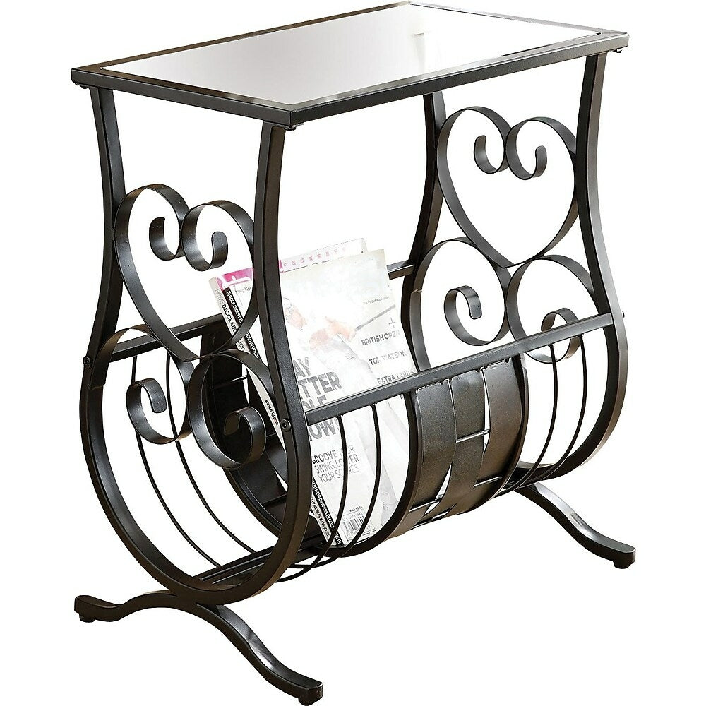 Image of Monarch Specialties - 3314 Accent Table - Side - End - Magazine - Nightstand - Narrow - Living Room - Bedroom - Metal - Black