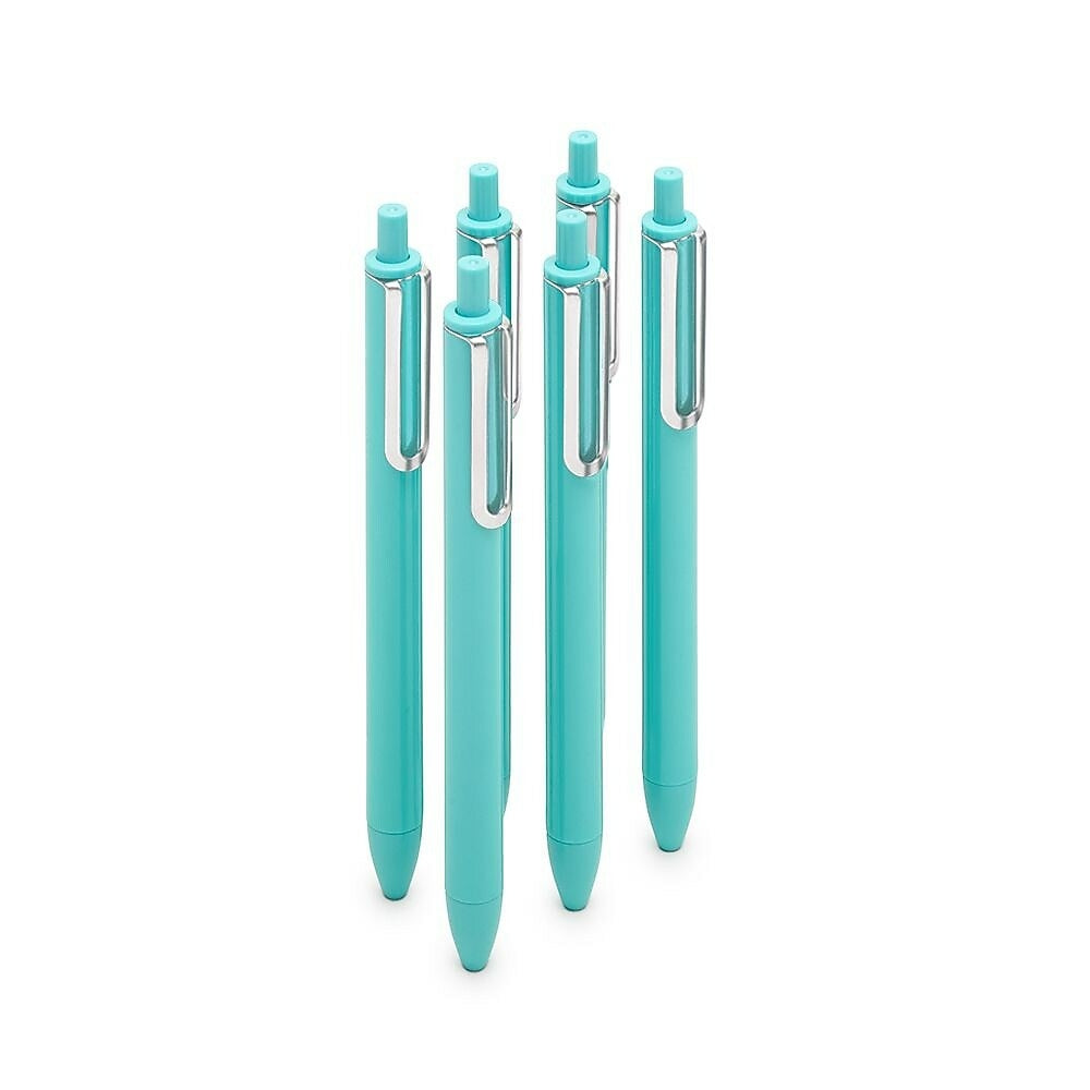 Image of Poppin Gel Luxe Pens - Retractable - 0.7mm - Blue Ink - Aqua Barrel - 6 Pack