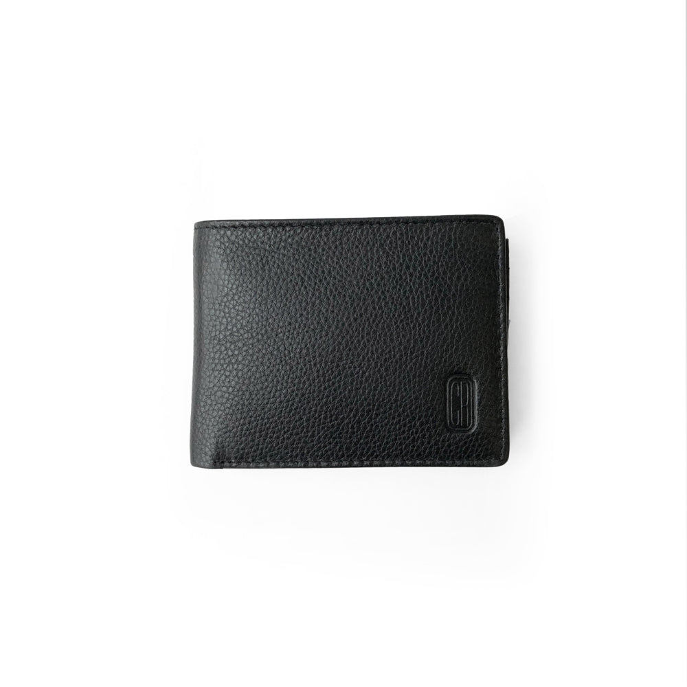 Image of Club Rochelier Men Slim Wallet With Zippered Pocket - Black