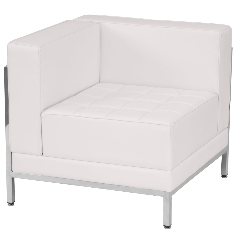 Image of Flash Furniture HERCULES Imagination Series Contemporary Melrose Leather Left Corner Chair with Encasing Frame - White