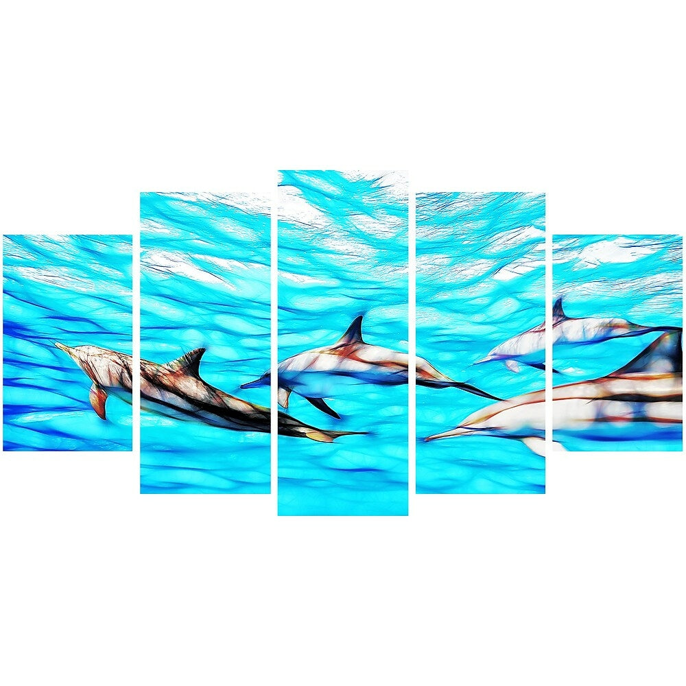 Image of Designart Family of Dolphins Ocean Art on Canvas, (PT2403-373)