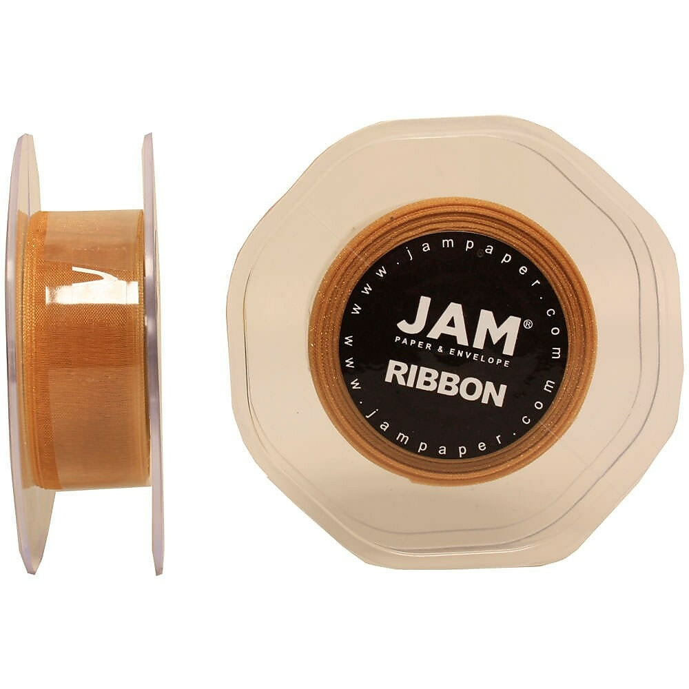 Image of JAM Paper Sheer Organza Ribbon, .88 Inch Wide x 25 Yards, Gold, 2 Pack (807SHgo25g)