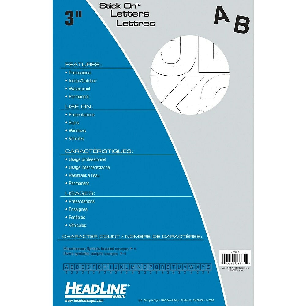 Image of HeadLine 3" Helvetica Letters - White