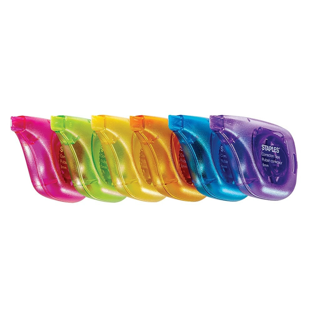 Image of Staples Sidewinder Correction Tape - Assorted - 6 Pack