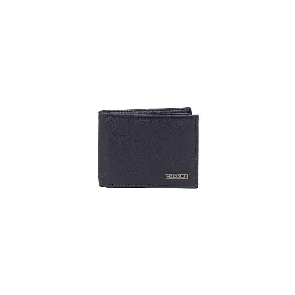 Image of Champs Black Label Leather RFID Bi-fold Wallet, Navy, Blue