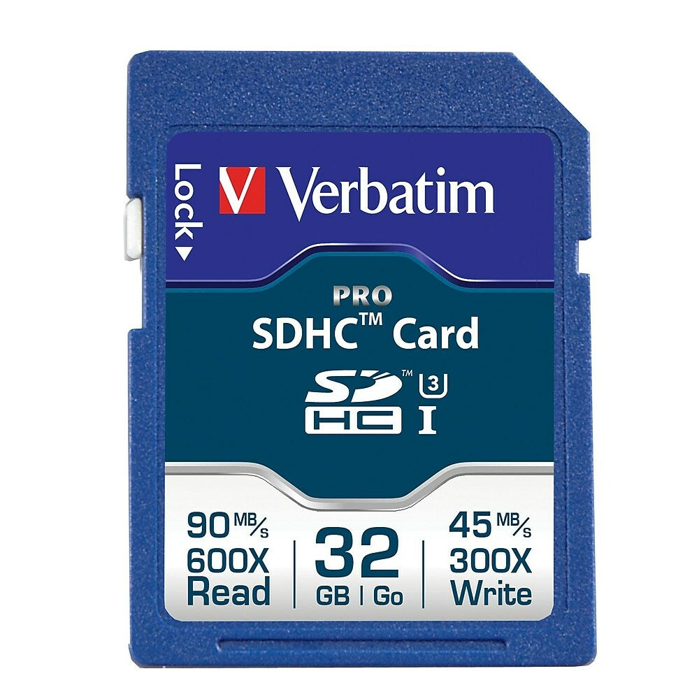 Image of Verbatim 32GB 600x Pro SDHC Memory Card, Class 10, Blue