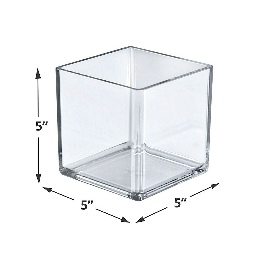 Image of Azar Displays 5" Cube Crystal Styrene Bin, 4 Pack (556305)